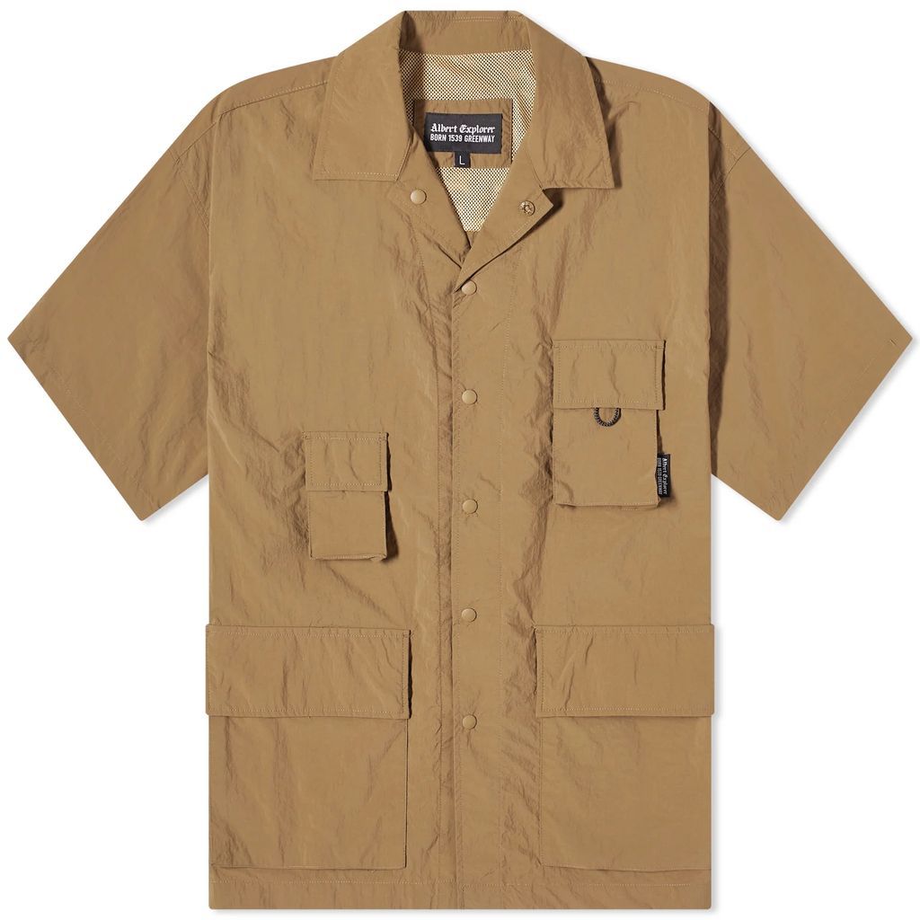 Men's Multi Pocket Short Sleeve Shirt Beige
