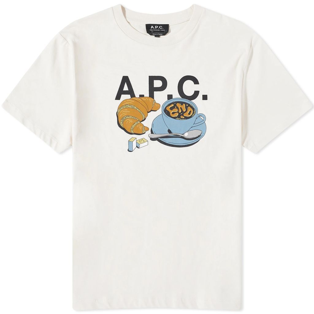 END. x A.P.C. Men's 'Coffee Club' Cedric T-Shirt Off White