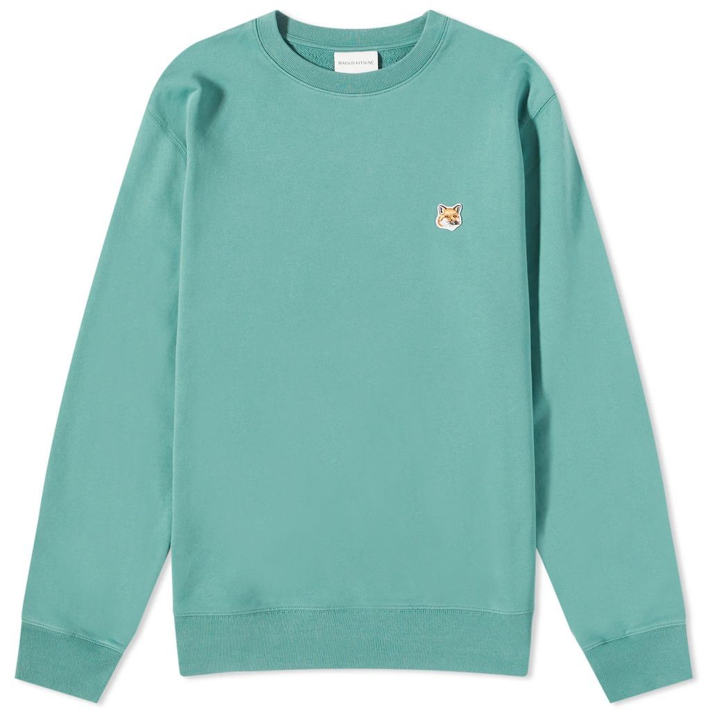 Maison Kitsune Fox Head Patch Regular Crew Sweat Teal Grey