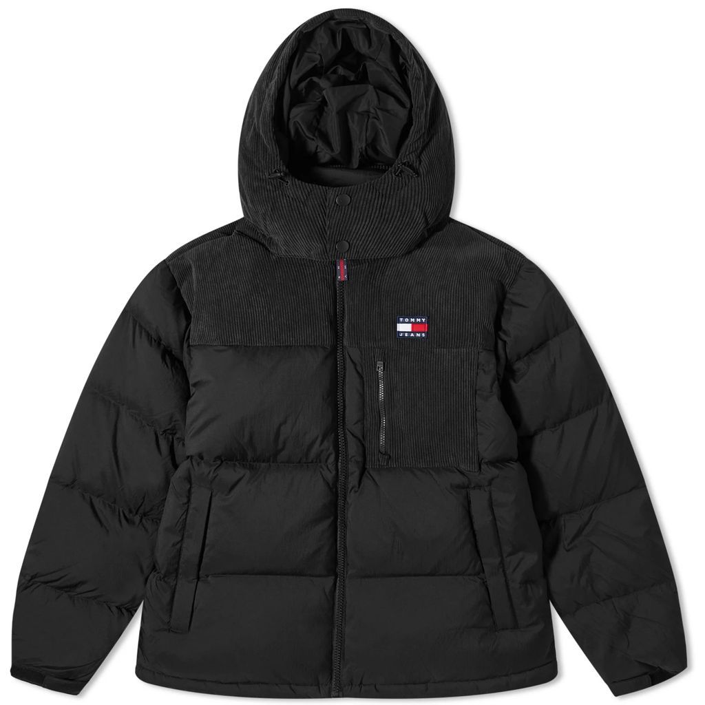 Men's Cord Mix Alaska Puffer Jacket Black