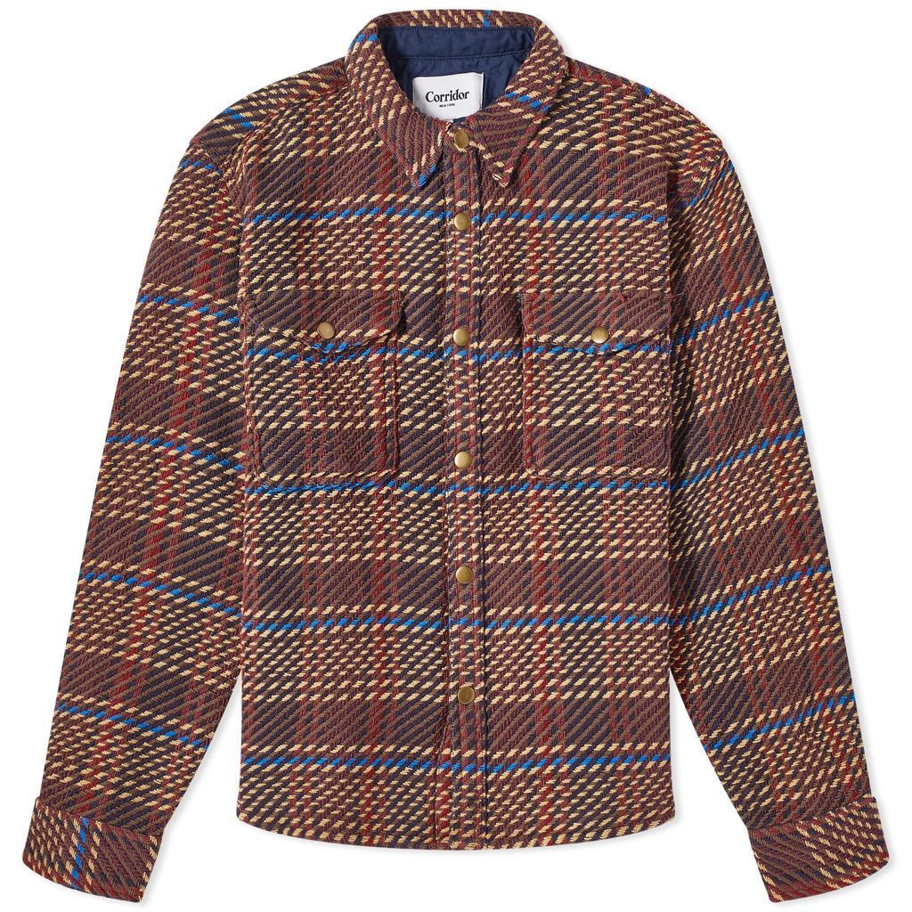 Men's Corded Plaid Shirt Jacket Brown