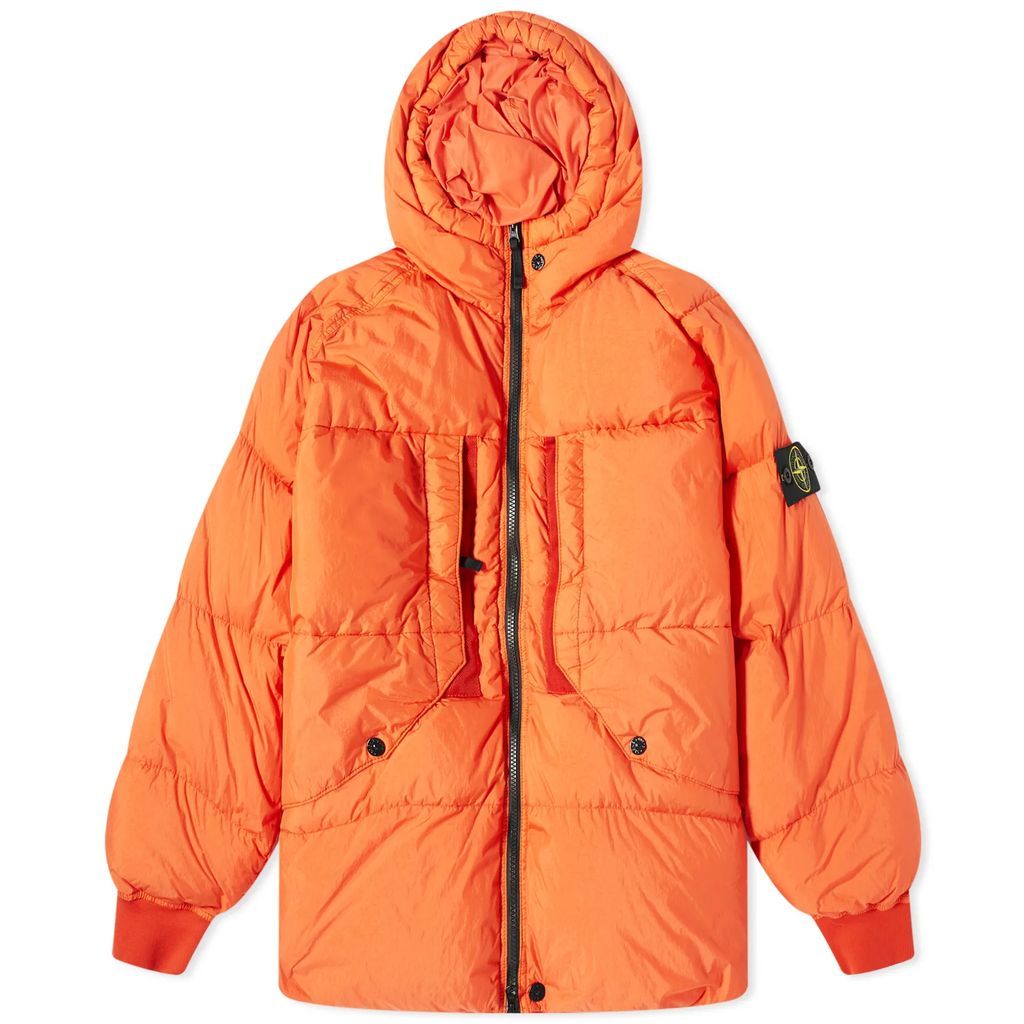 Men's Crinkle Reps Hooded Down Jacket Orange Red