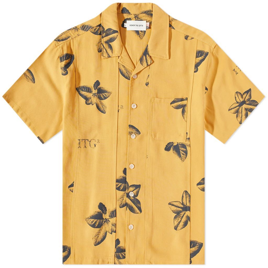 Men's Floral Tobacco Vacation Shirt Mustard