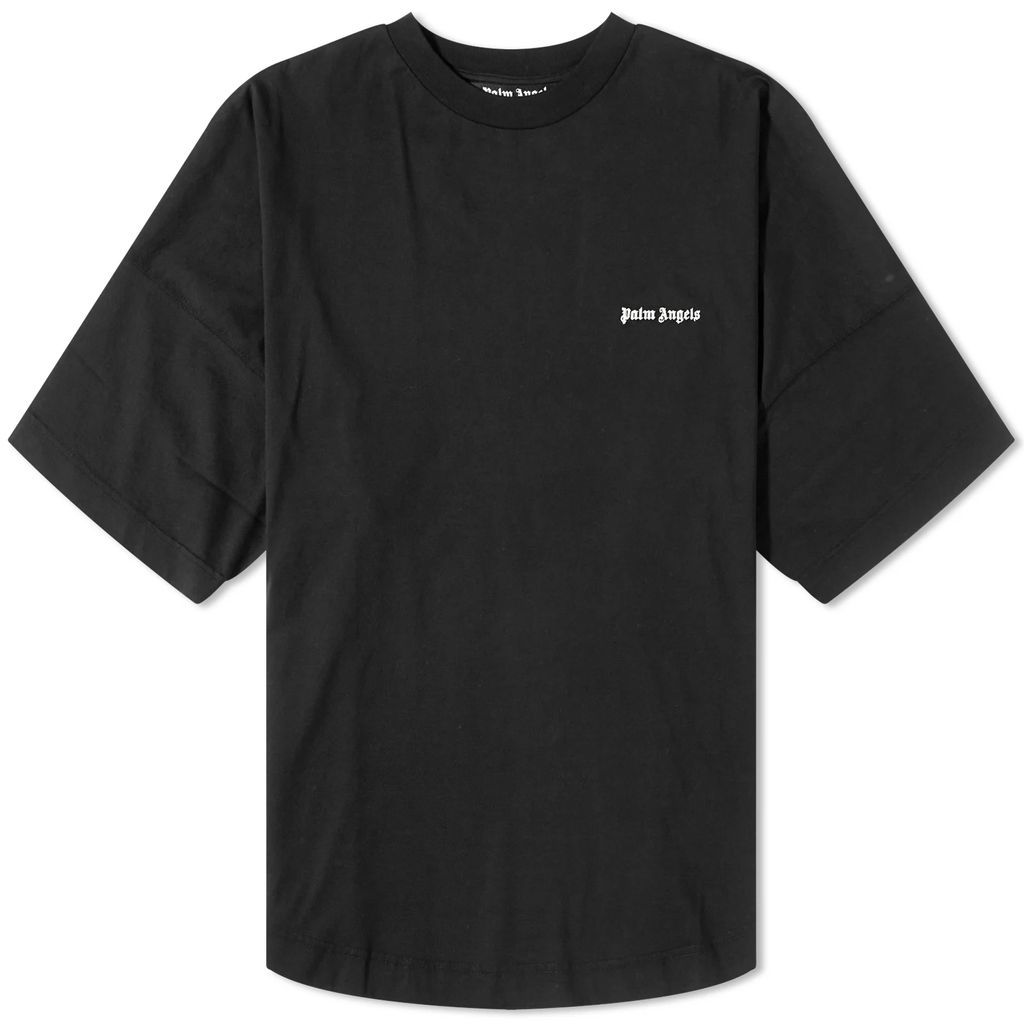 Men's Embroidered Logo Oversized T-Shirt Black