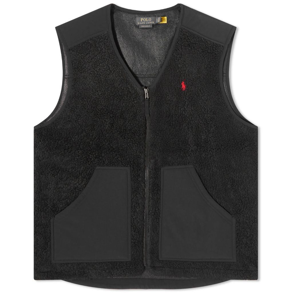 Men's Hi-Pile Fleece Vest Polo Black