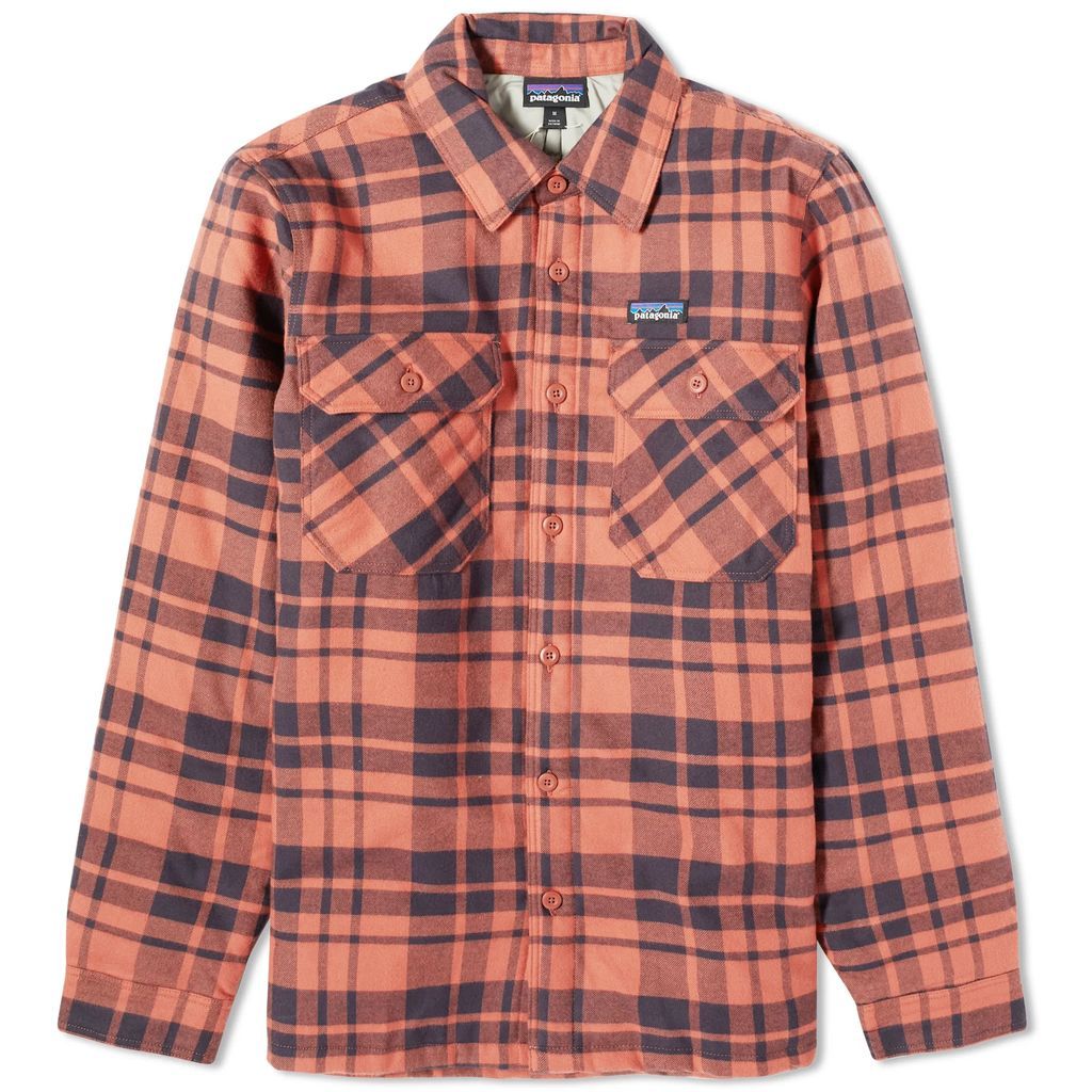 Men's Insulated Fjord Flannel Shirt Jacket Ice Caps Burl Red