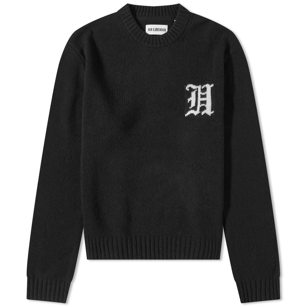 Men's Intarsia Logo Crewneck Knit Black