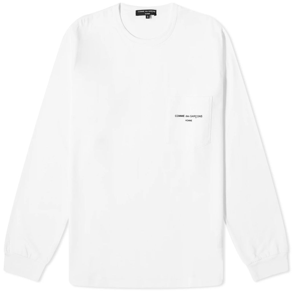 Men's Long Sleeve Pocket Logo T-Shirt White