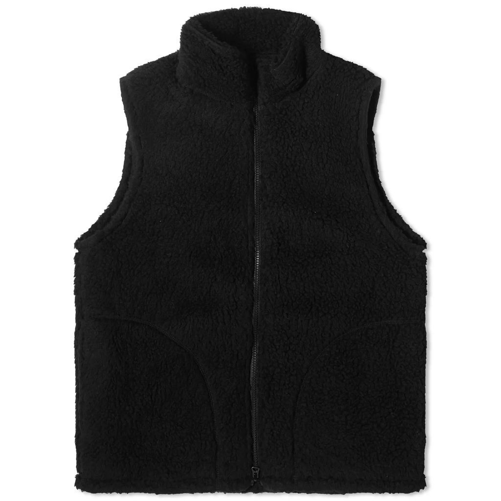 Men's Stand Collar Boa Fleece Vest Black
