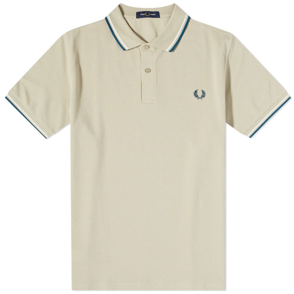 Men's Twin Tipped Polo Light Oyster/Snow White/Petrol Blue
