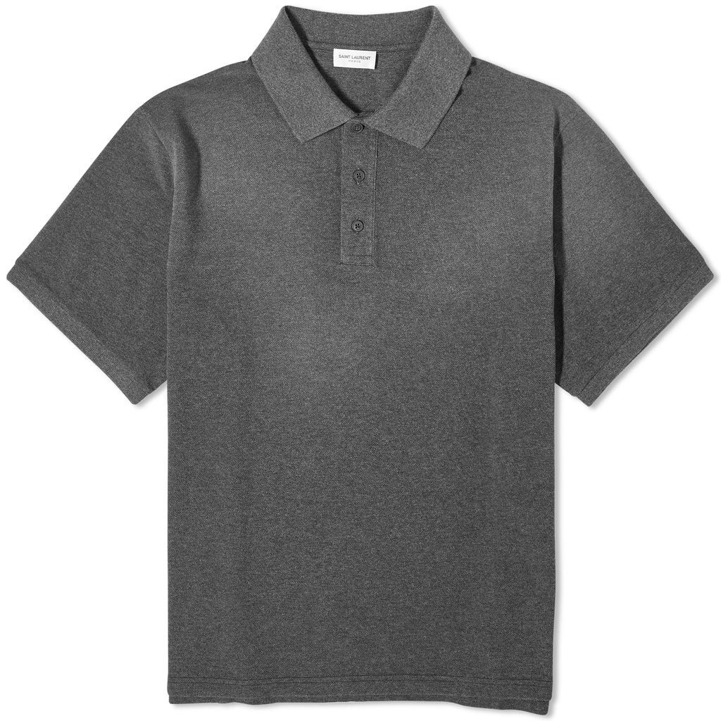 Men's YSL Logo Polo Grey Bleached