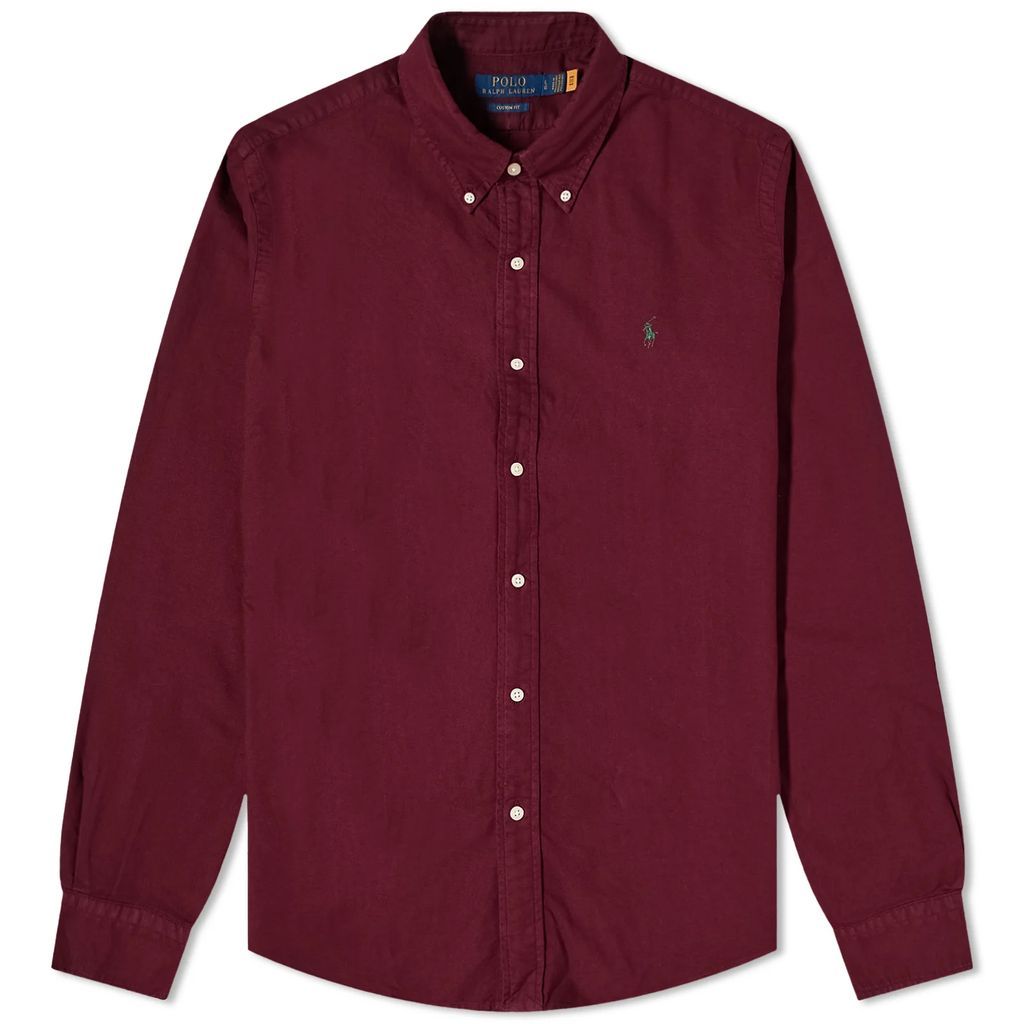 Men's Garment Dyed Button Down Shirt Harvard Wine