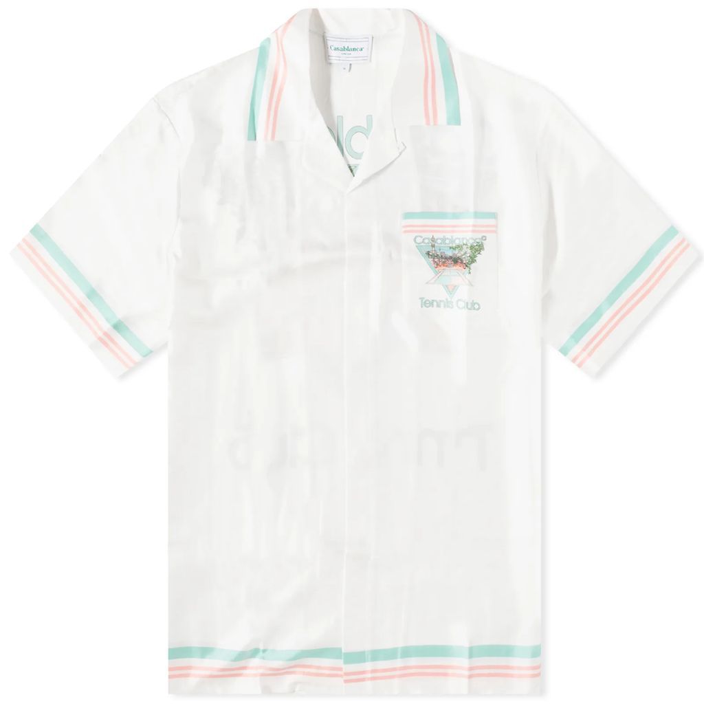 Men's Tennis Club Short Sleeve Silk Shirt White
