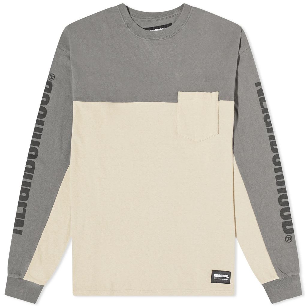 Men's Long Sleeve Bicolour T-Shirt Grey/Greige