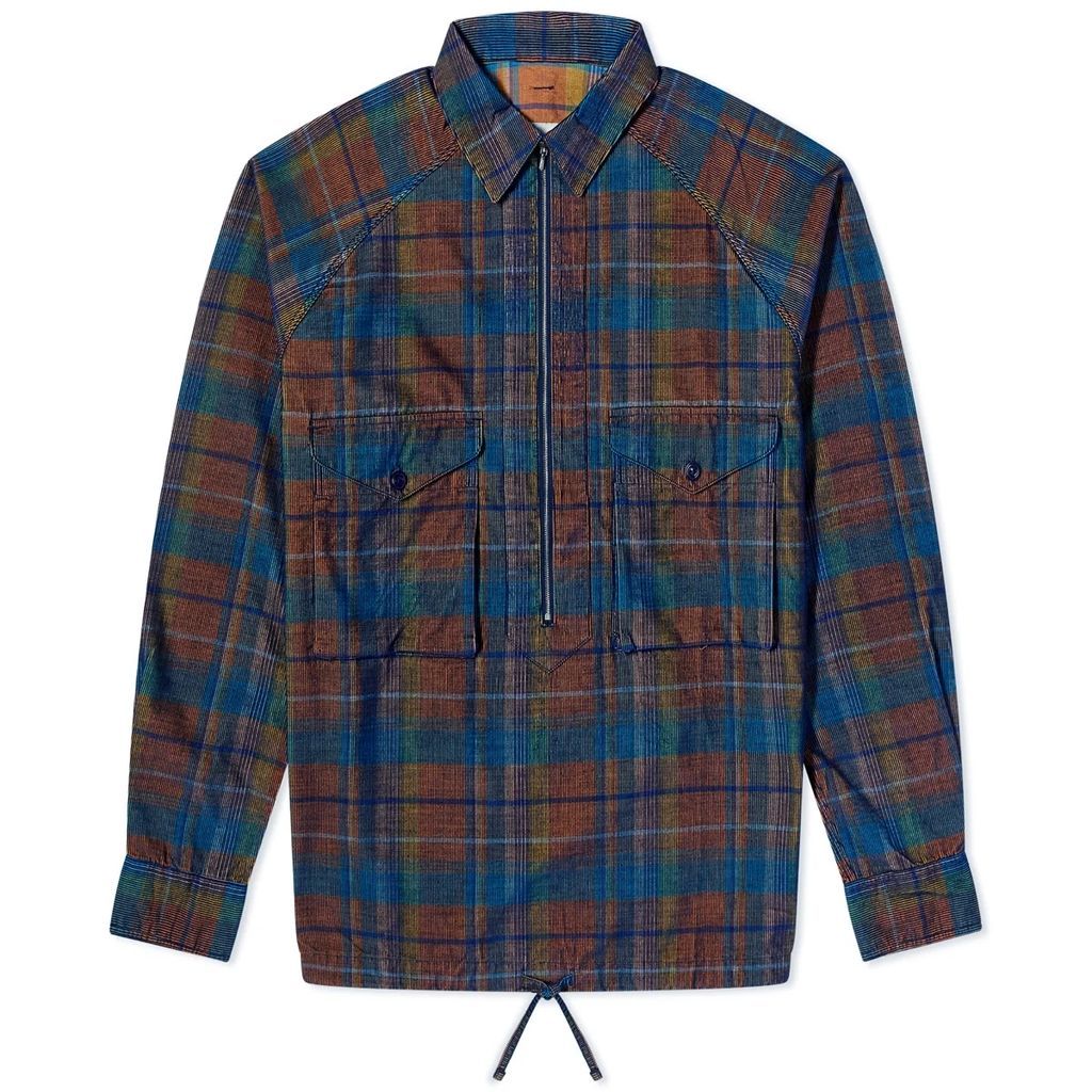 Men's Scout Cord Half Zip Shirt Blue Check