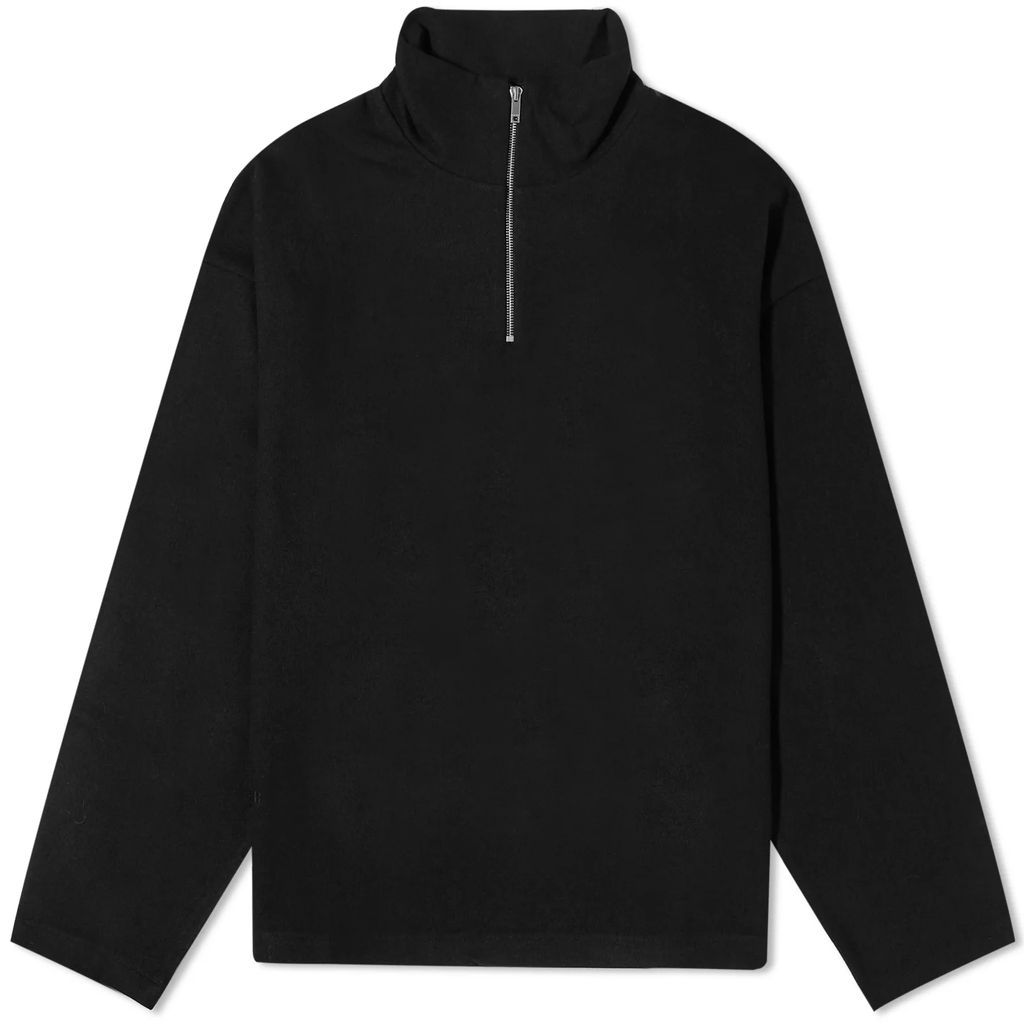 Men's Wool Jersey Half Zip Sweat Black