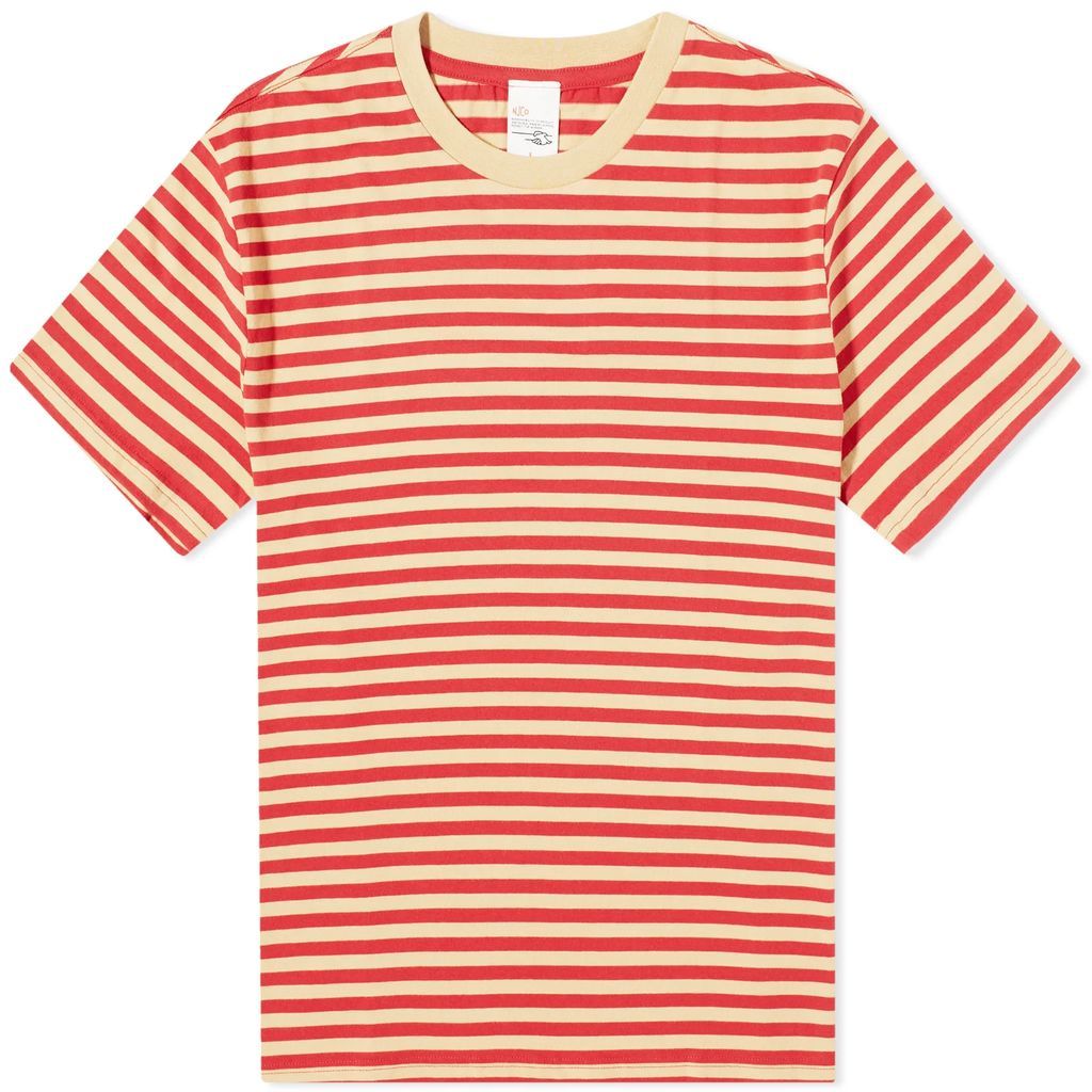 Nudie Leffe Breton Stripe T-Shirt Off White/Red