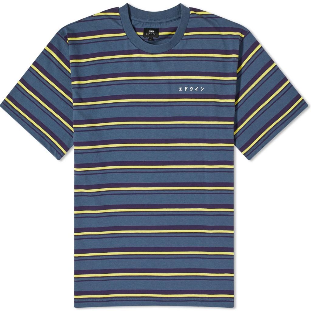 Men's Quarter Stripe T-Shirt Blue/Purple/Yellow