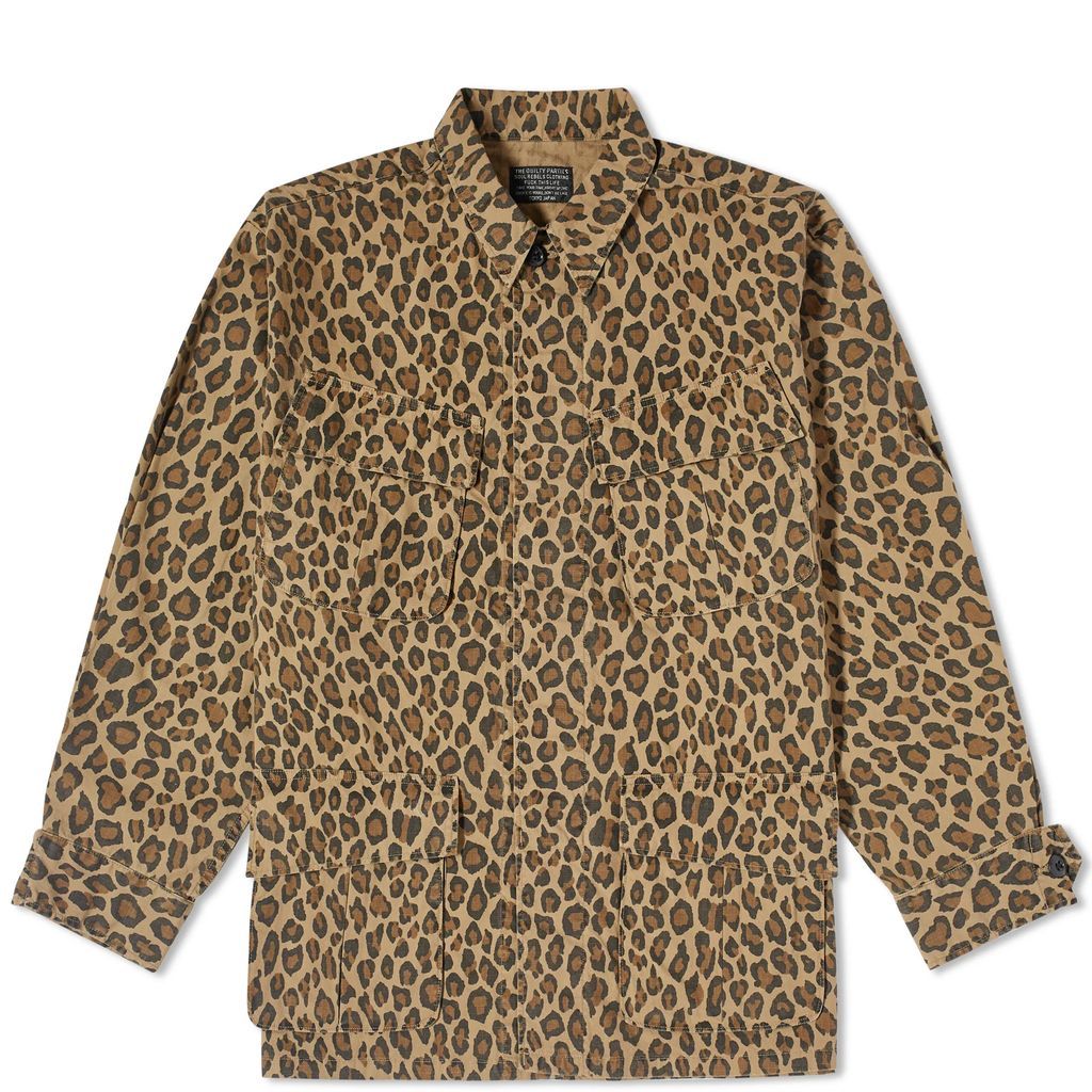 Men's Leopard Fatigue Jacket Beige