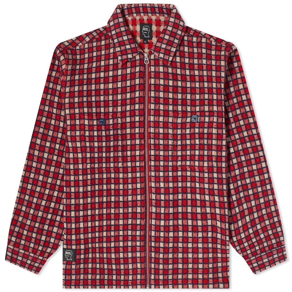 Men's Check Mate Flannel Zip Shirt Jacket Red