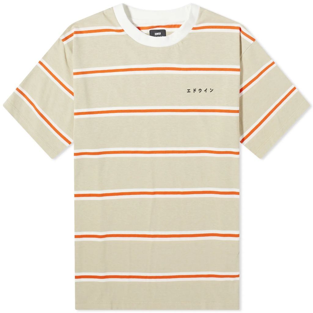 Men's Quarter Stripe T-Shirt Beige/Red/White