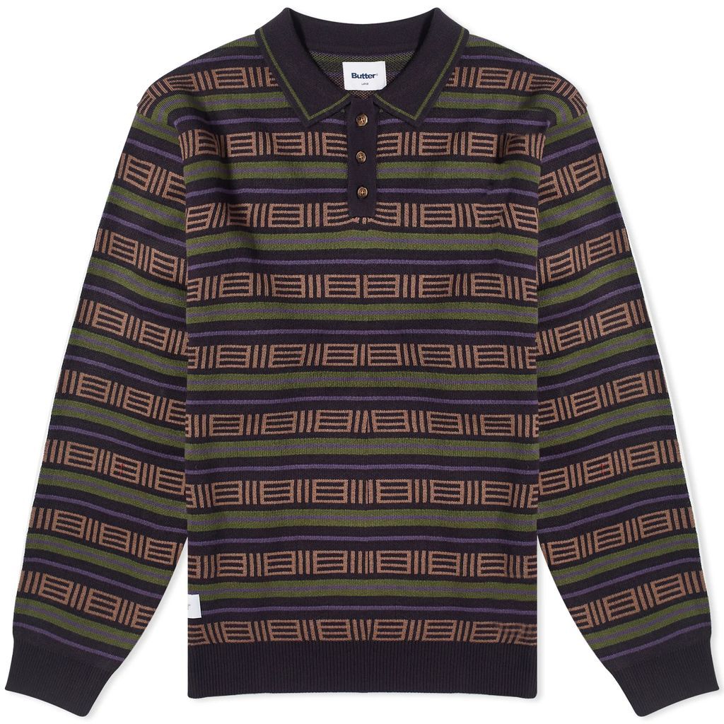 Men's Long Sleeve Knit Polo Navy/Forest
