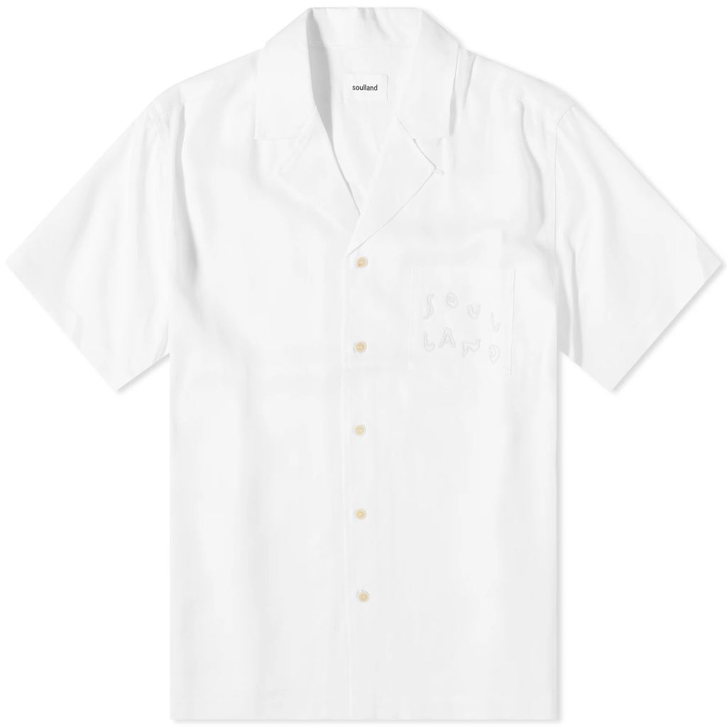 Men's Orson Beaded Logo Vacation Shirt White