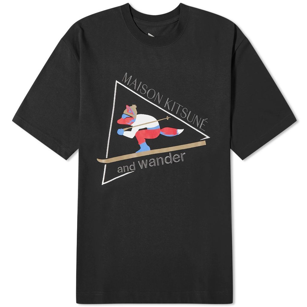 Men's x Maison Kitsune Skiing Fox T-Shirt Black
