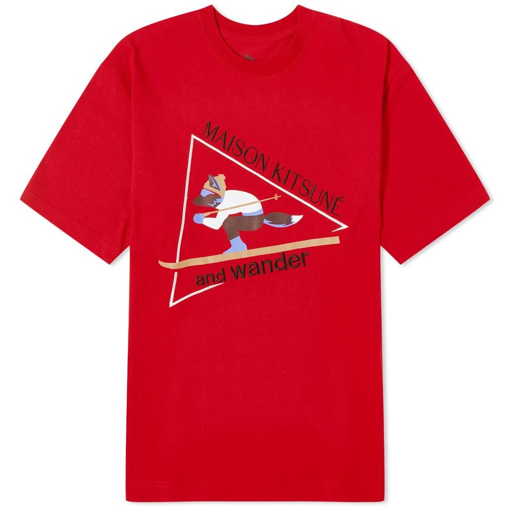 Men's x Maison Kitsune Skiing Fox T-Shirt Red