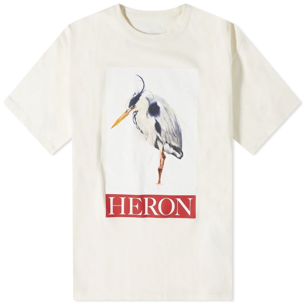 Men's Heron Bird Painted T-Shirt Ivory