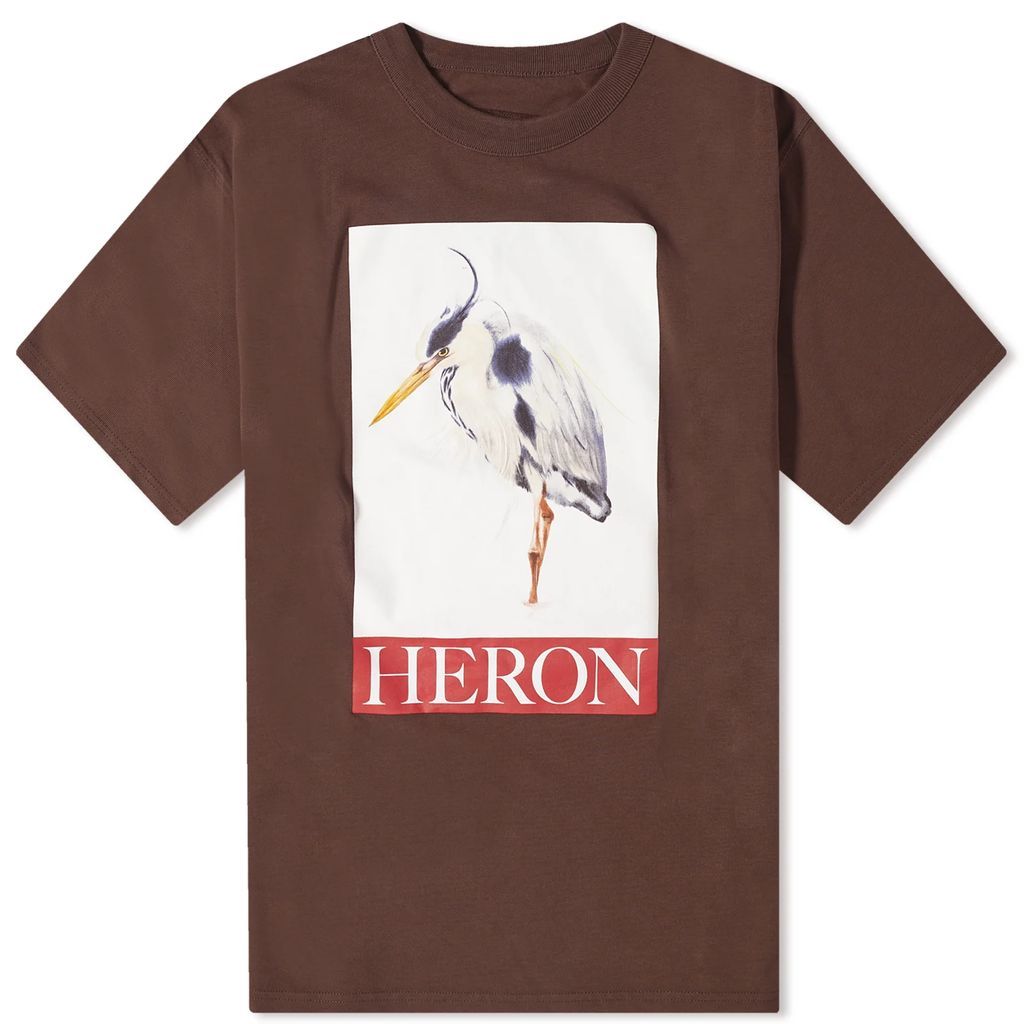 Men's Heron Bird Painted T-Shirt Brown