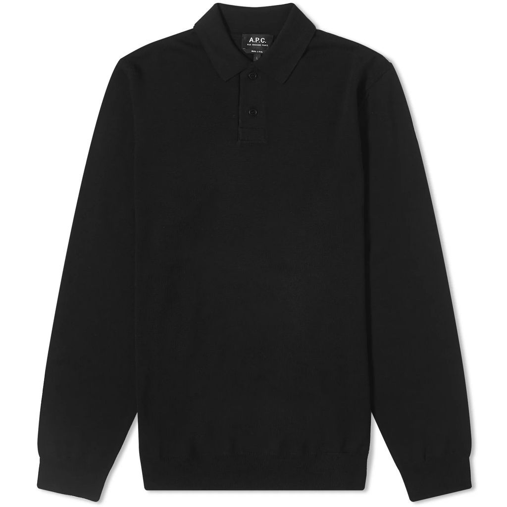 Men's Jerry Long Sleeve Knit Polo Black