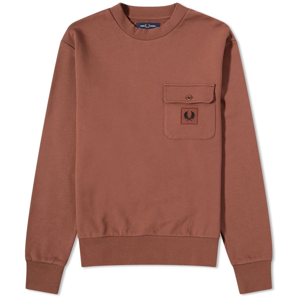 Men's Badge Crew Sweat Whisky Brown