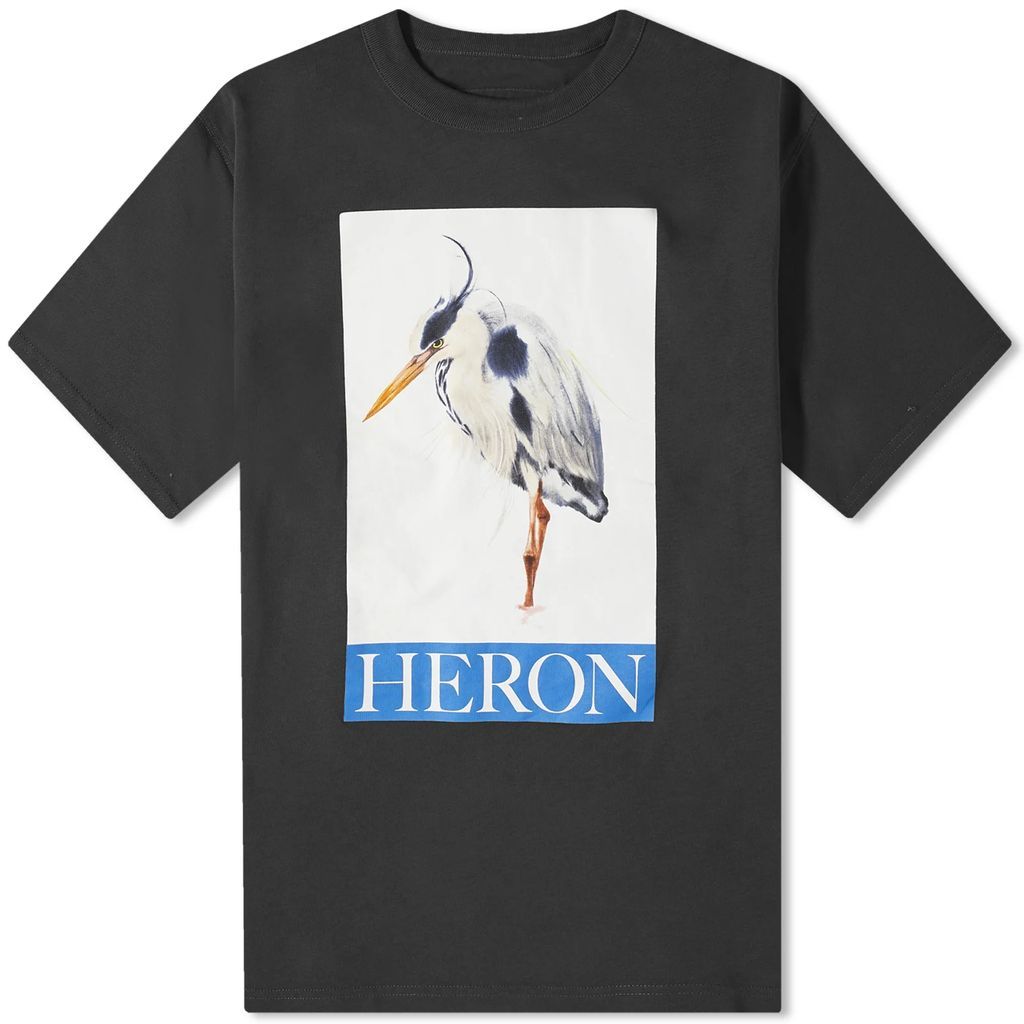 Men's Heron Bird Painted T-Shirt Black