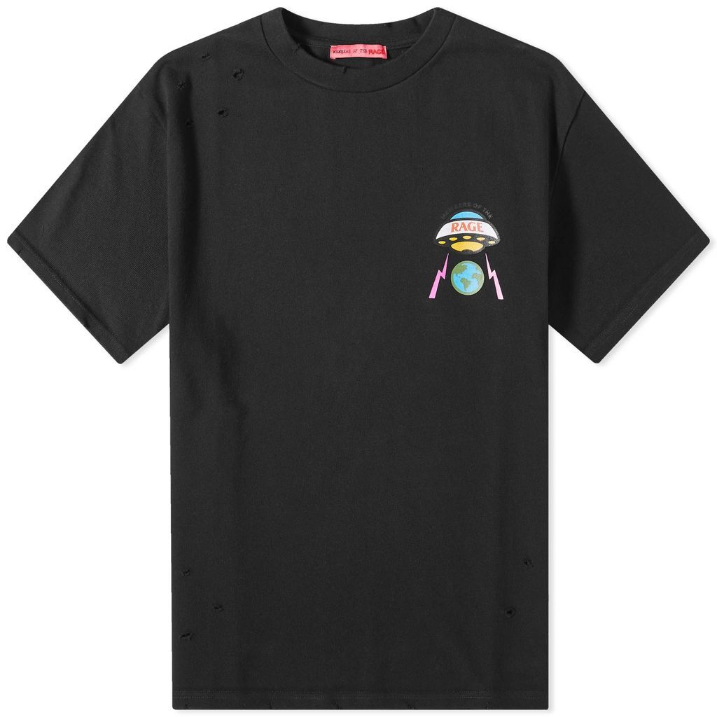 Men's UFO Distressed Printed T-Shirt Black