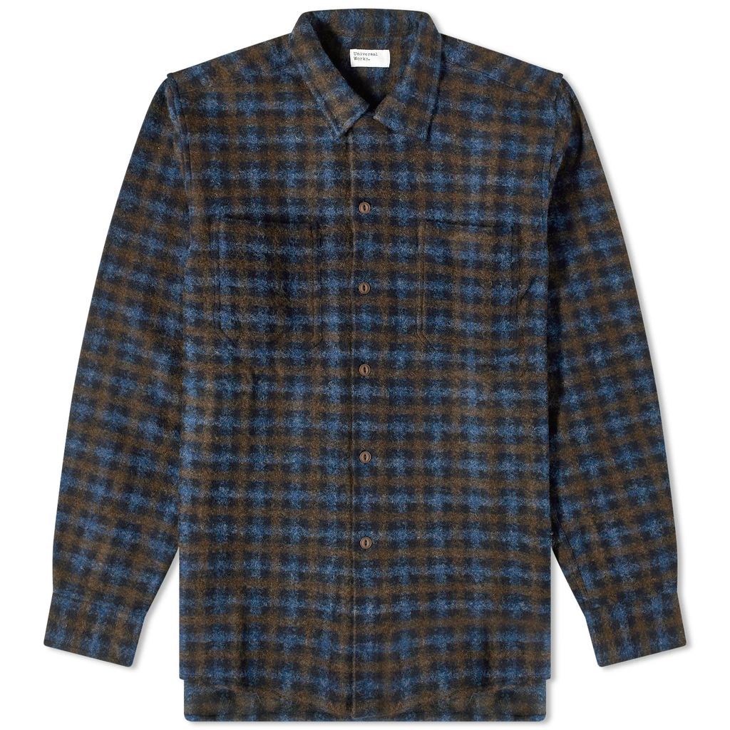 Men's Checkered Fleece Work Shirt Brown/Sky