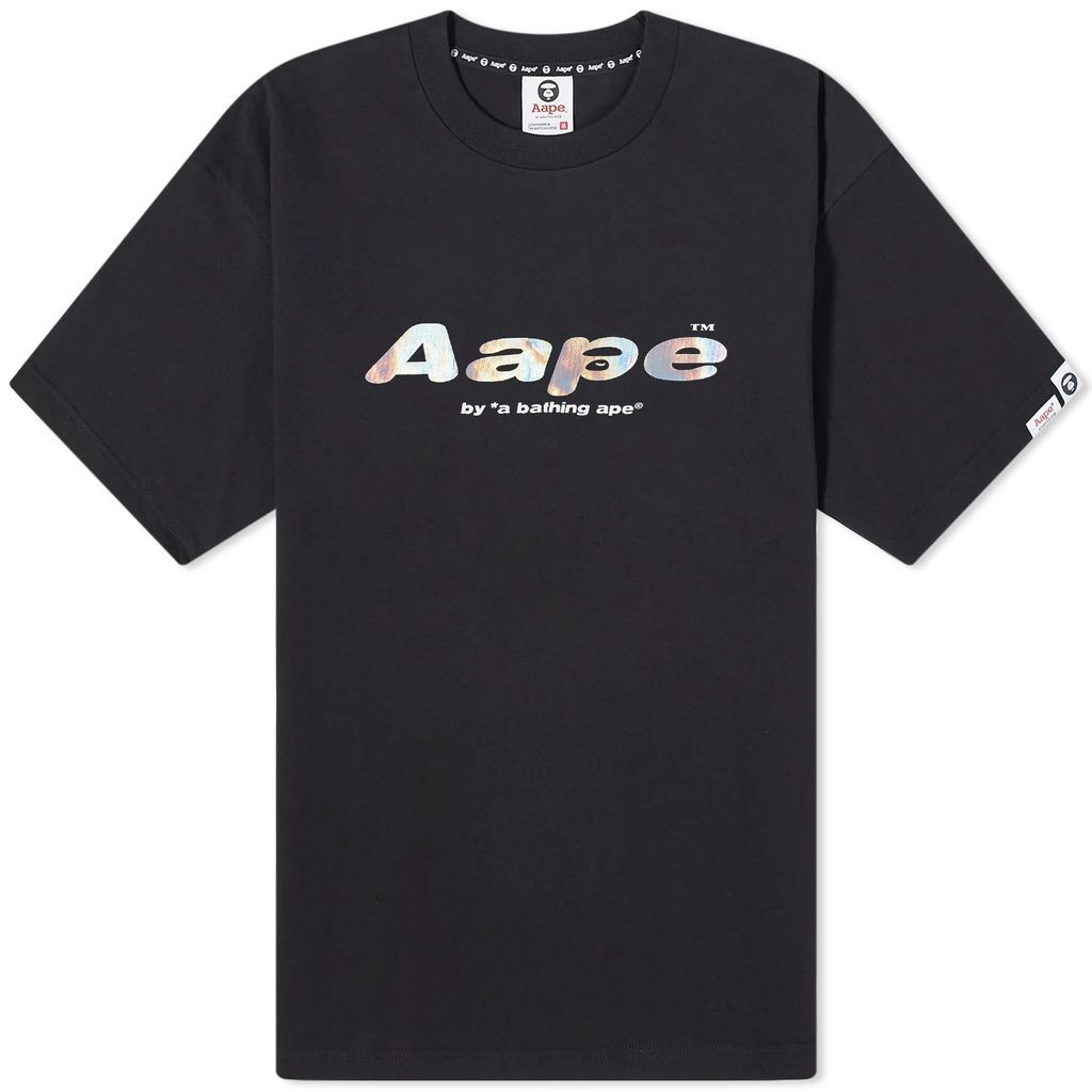 AAPE Laser Foil Back Print Moon Face T-Shirt Black