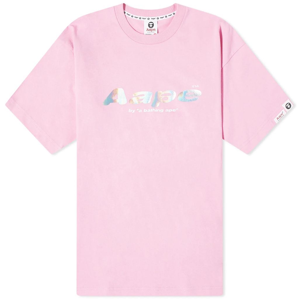 AAPE Laser Foil Back Print Moon Face T-Shirt Pink