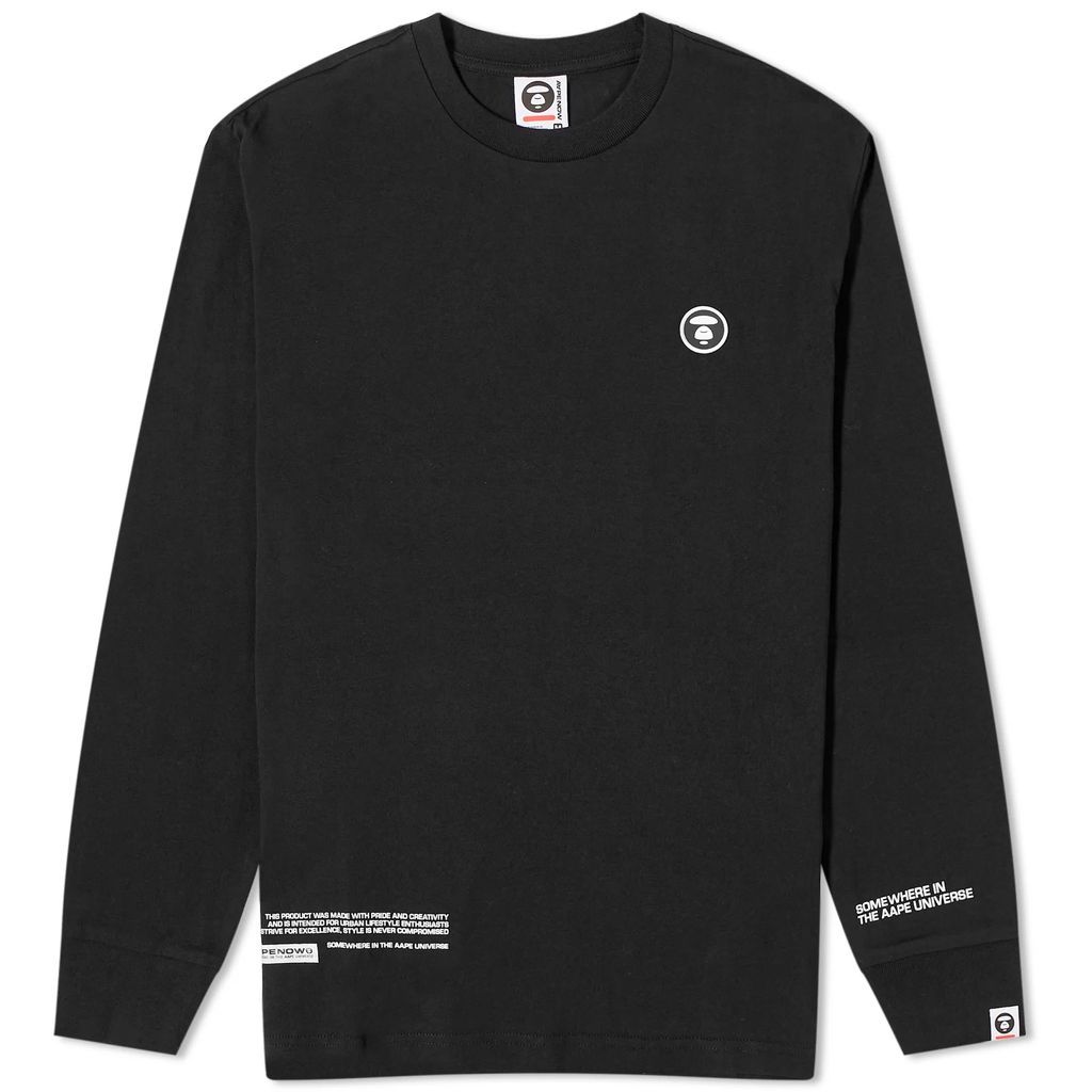 AAPE Now Silicon Badge Long Sleeve T-Shirt Black