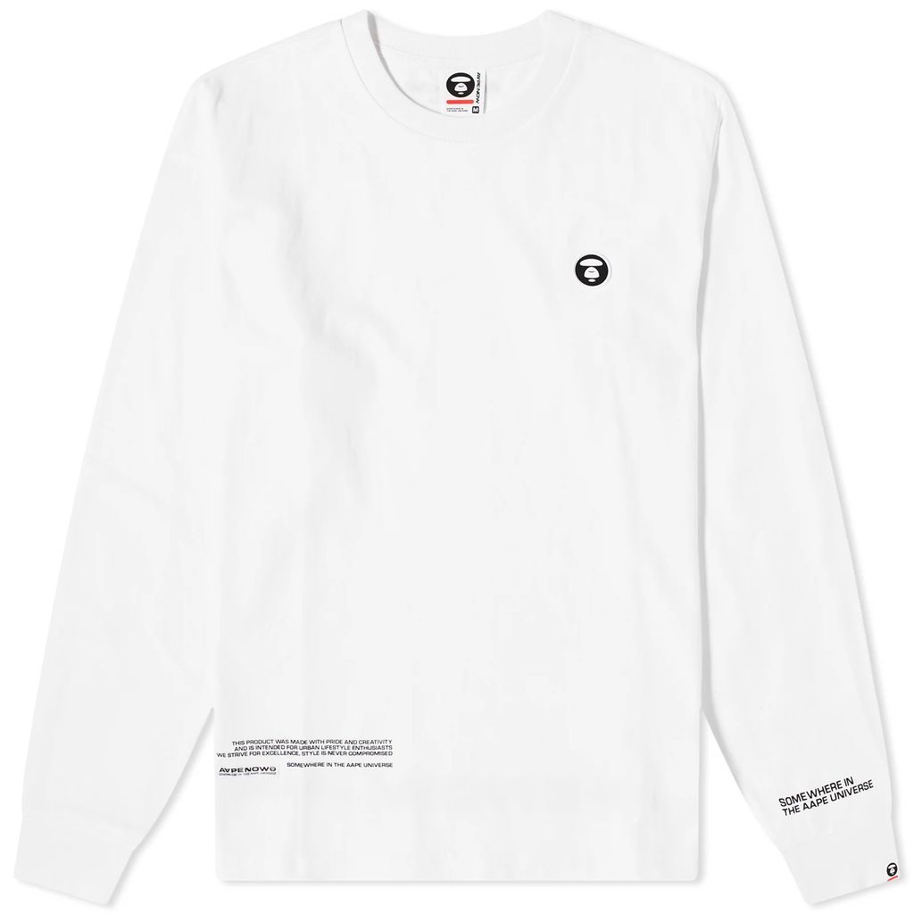 AAPE Now Silicon Badge Long Sleeve T-Shirt White