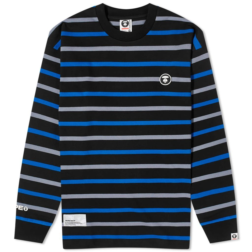 AAPE Now Stripe Long Sleeve T-Shirt Black (Blue)