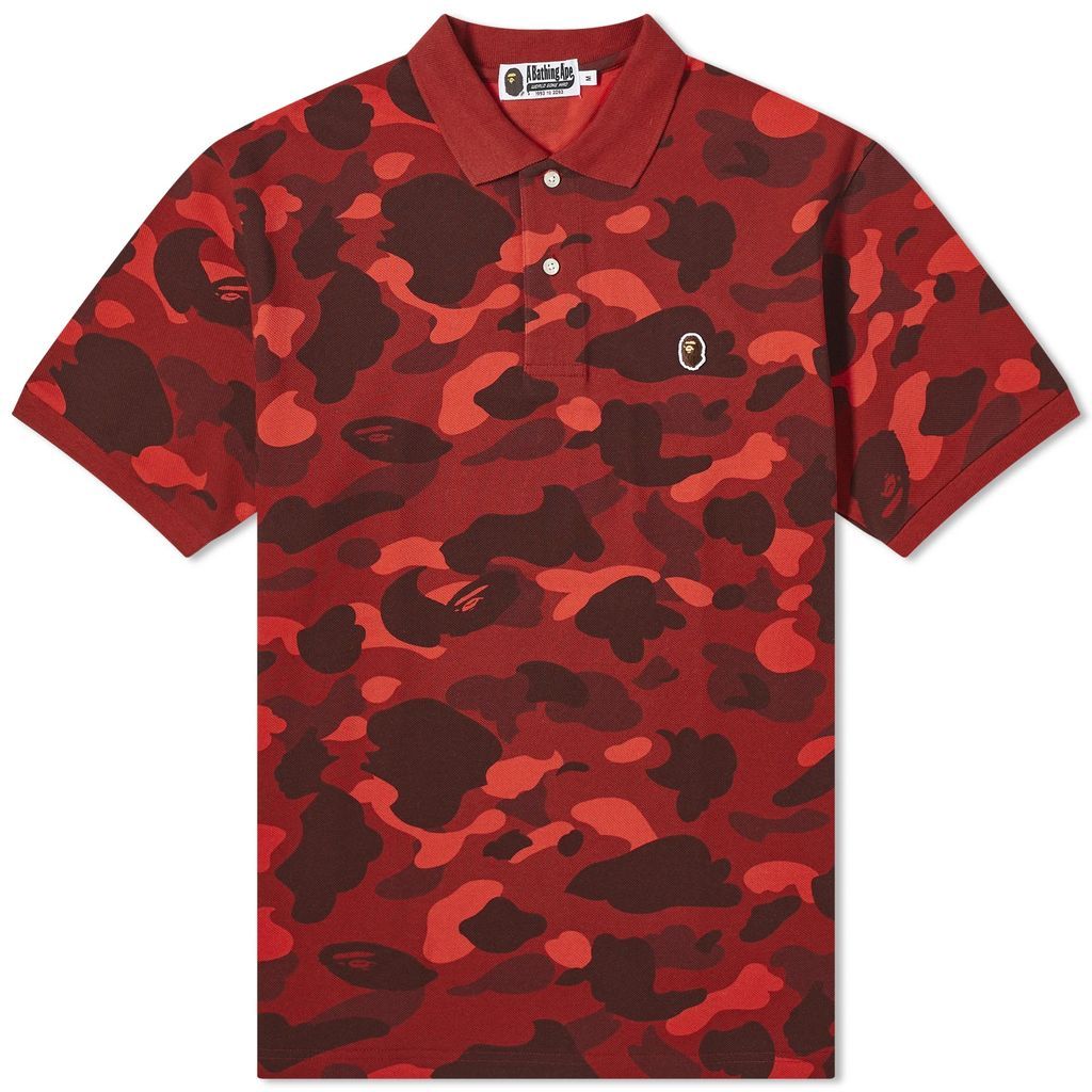 Men's Color Camo Ape Head One Point Polo Red