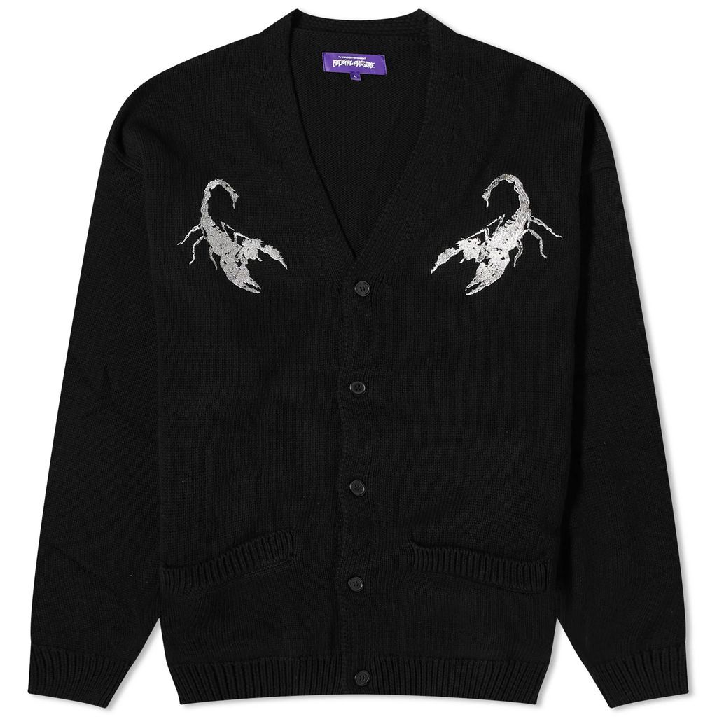Men's Embroidered Scorpion Cardigan Black