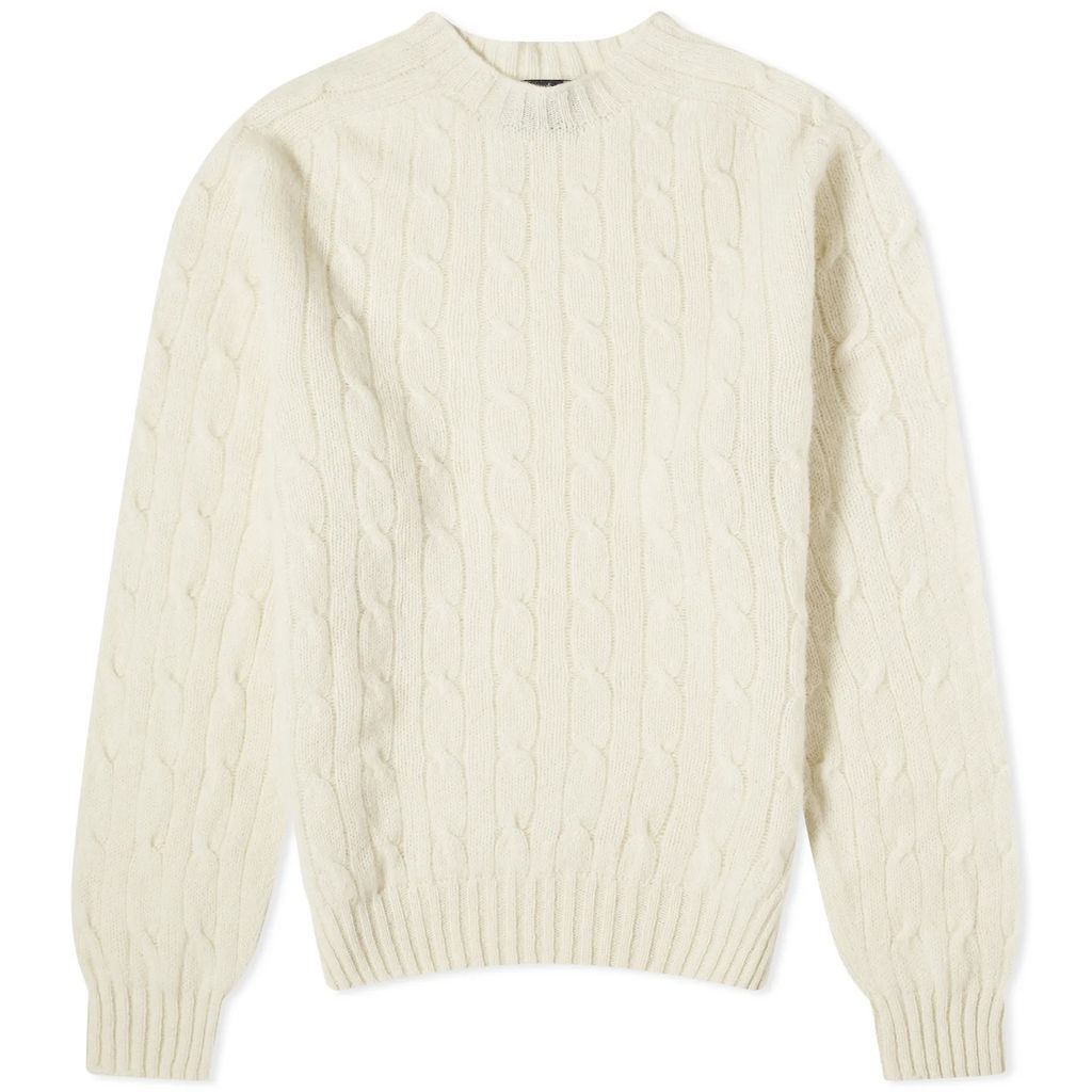 Men's Brushed Shetland Cable Crew Knit Cream