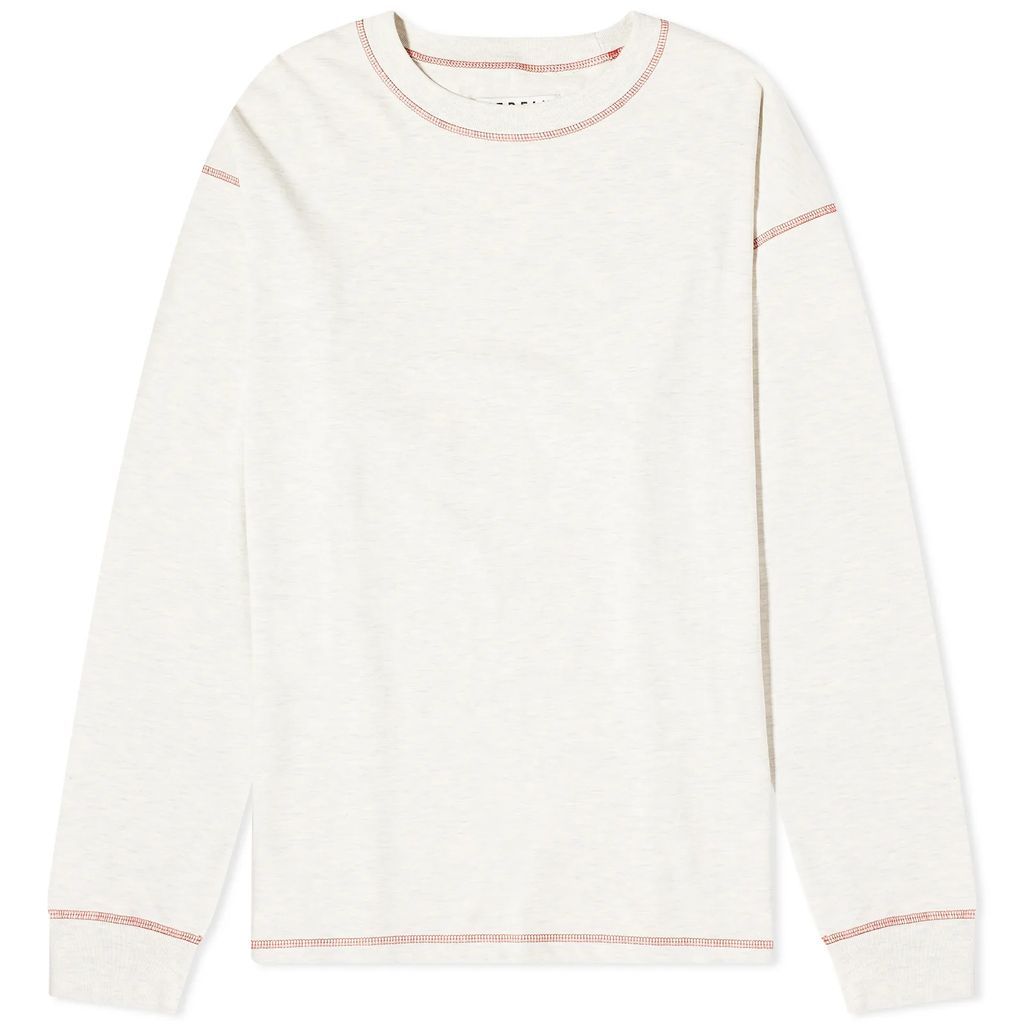 Long Sleeve Contrast Stitch T-Shirt White Melange