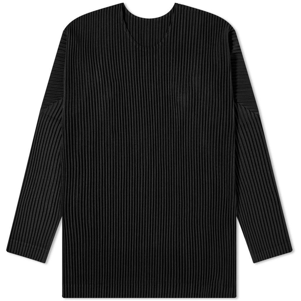 Men's Pleated Long Sleeve T-Shirt Black