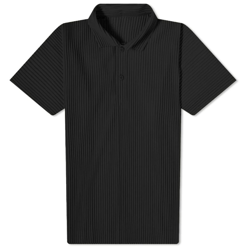 Men's Pleated Polo Shirt Black