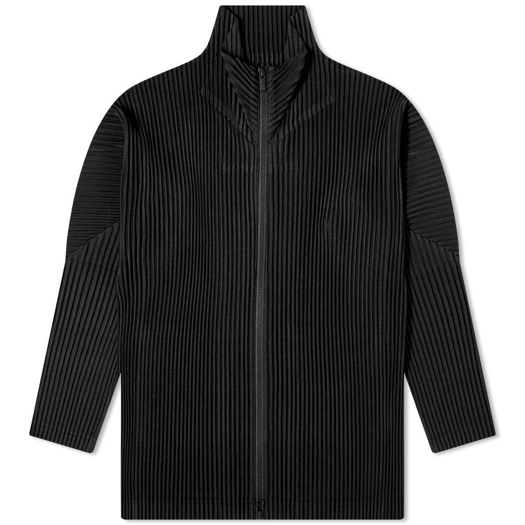 Men's Pleated Zip Up Jacket Black