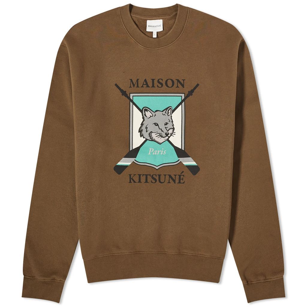 Maison Kitsune College Fox Printed Comfort Crew Sweat Khaki
