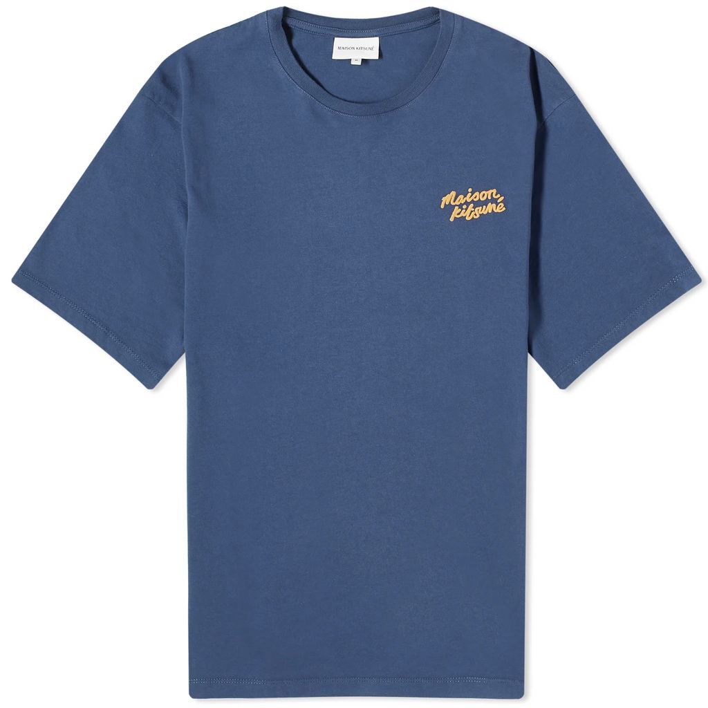 Maison Kitsune Maison Kitsune Handwriting Regular T-Shirt Blue Denim
